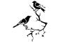 Preview: Schablone mit Vogel mit Zweig DIN A 4