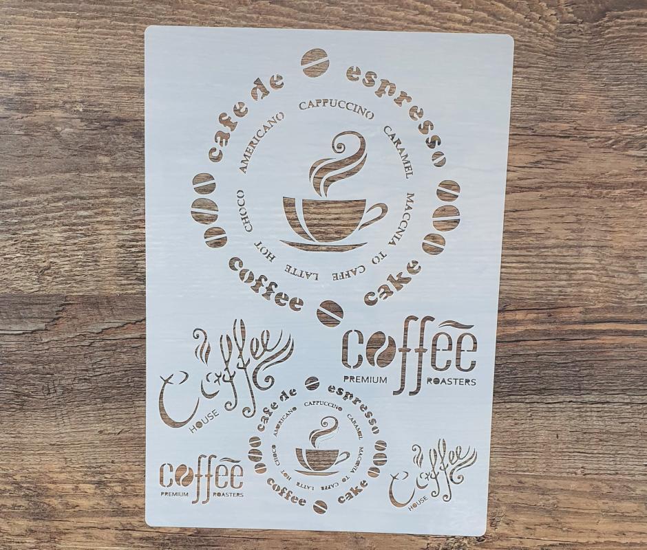 Schablone mit Kaffee Symbolik Coffee DIN A 4