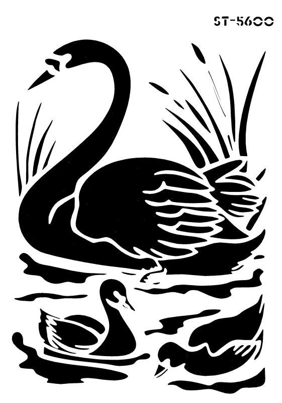 Schablone Schwan mit 2 Enten DIN A 4