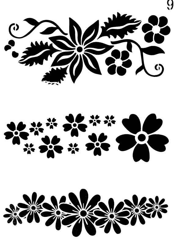 Schablone mit 3 Blumen Bordüren in DIN A 4