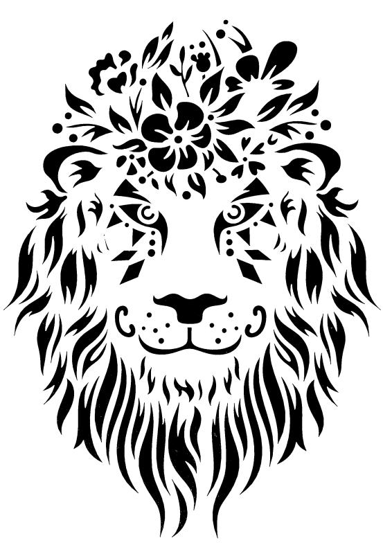 Malschablone Löwenkopf mit Blumenschmuck DIN A 4