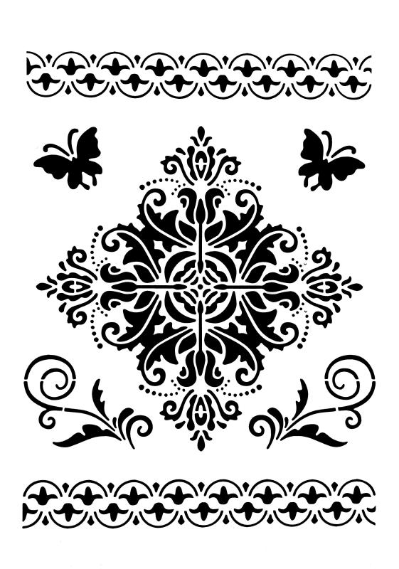 Schablone mit einem quadratischen Ornament DIN A 4