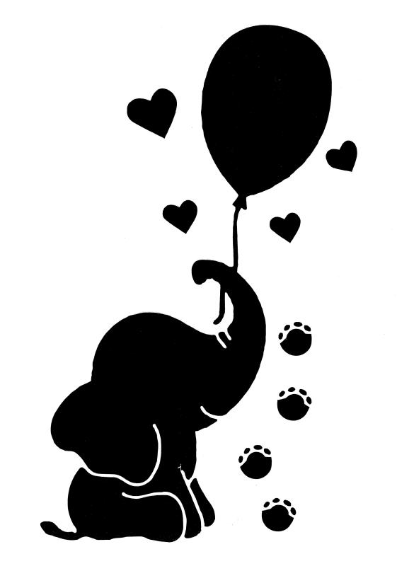 Malschablone Elefant mit Luftballon DIN A 4