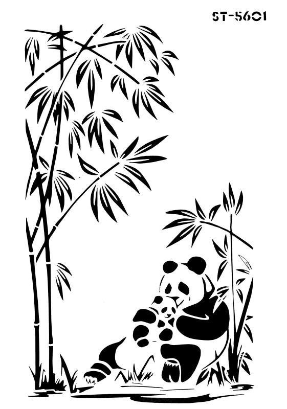 Schablone Pandabären und Bambus DIN A 4
