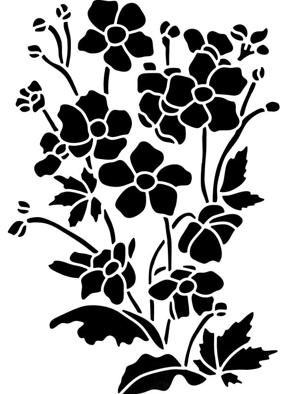 Schablone mit Blumen (Anemonen)