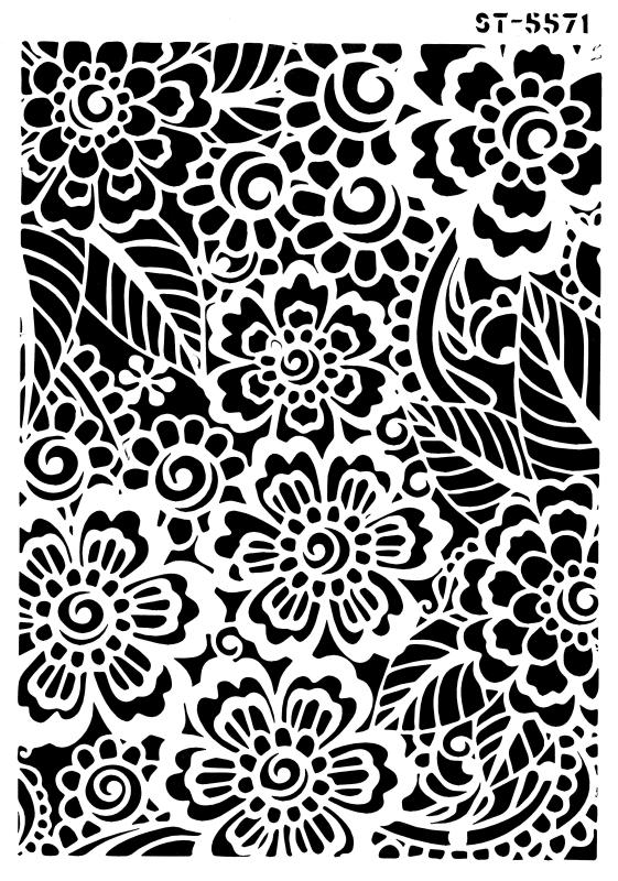 Schablone Blumenmuster Blüten Pflanzen DIN A 4