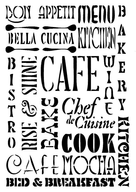 Schablone mit verschiedenen Wörter Küche DIN A 4