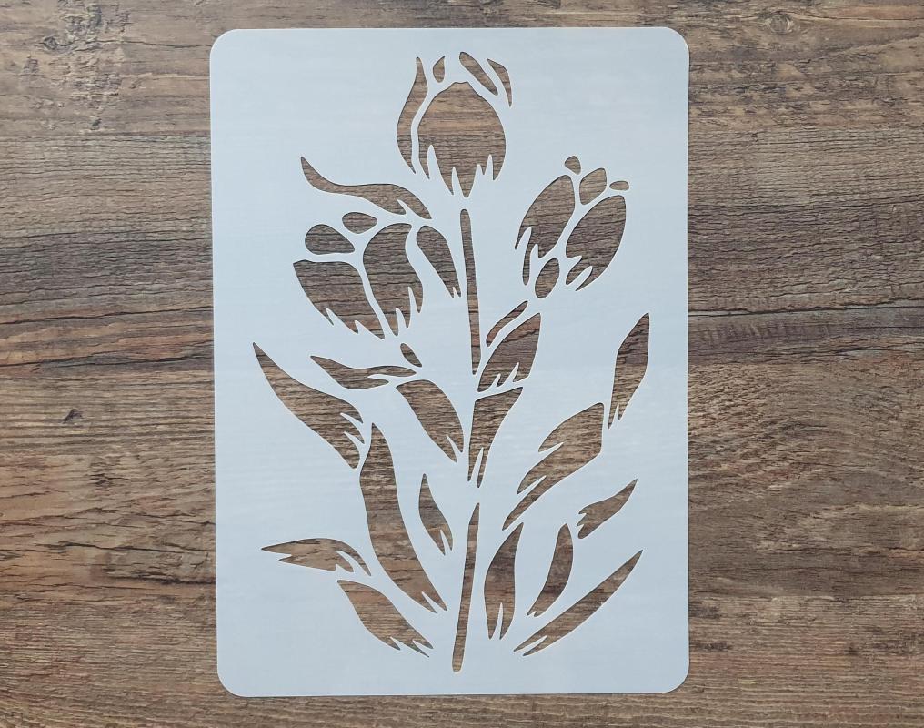 Schablone Lilie mit Blättern und Blüten