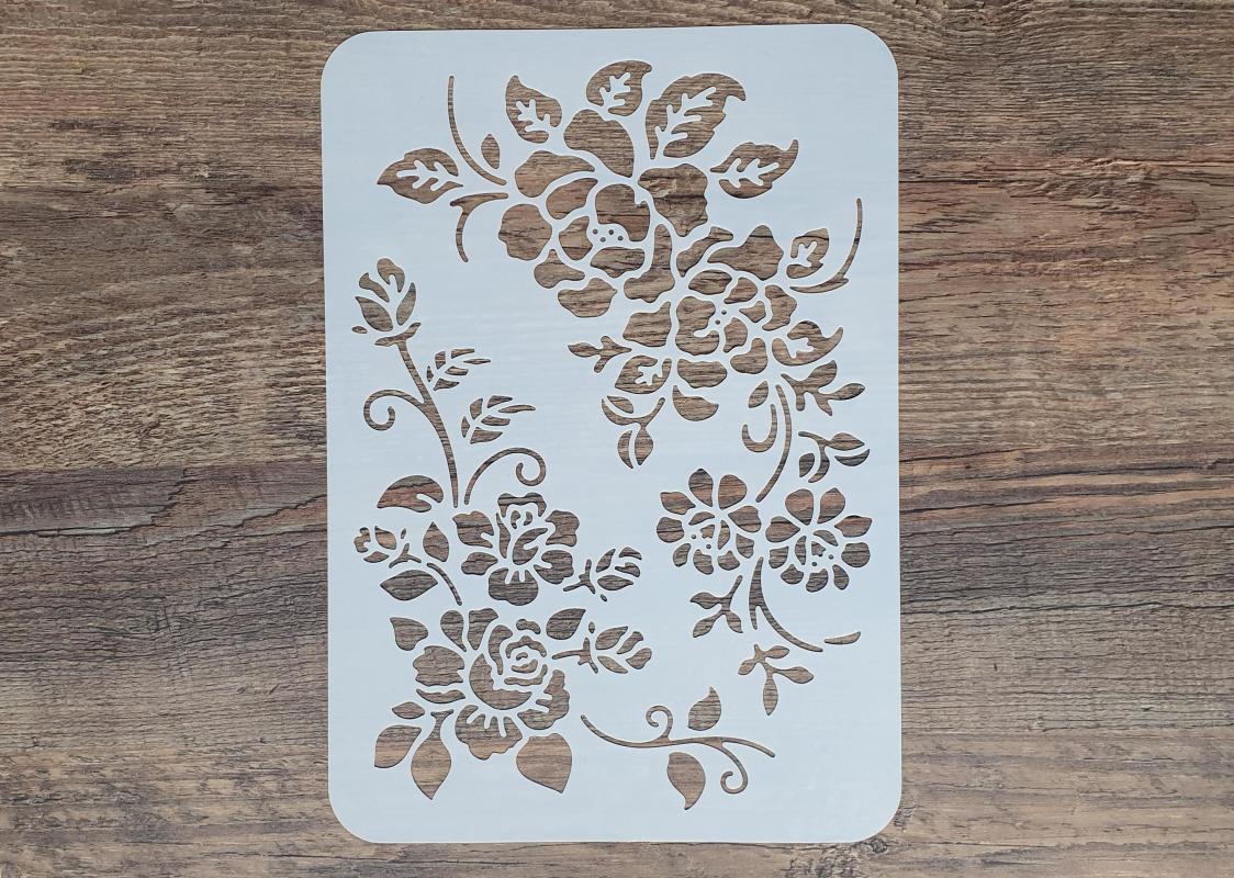 Schablone mit 2 floralen Blumen-Bordüren in DIN A 4