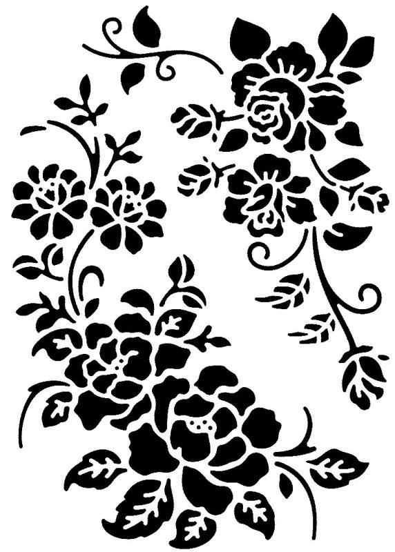 Schablone mit 2 floralen Blumen-Bordüren in DIN A 4