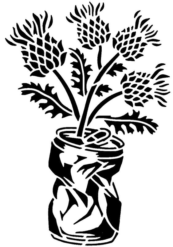 Schablone mit verblühten Löwenzahn in einer Dosenvase -DIN A 4