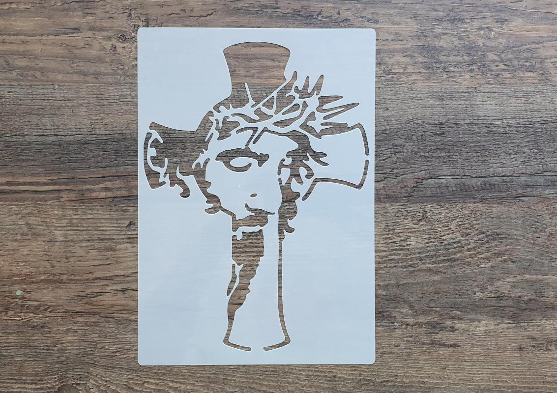 Kreuz mit Gesicht von Jesus DIN A 4