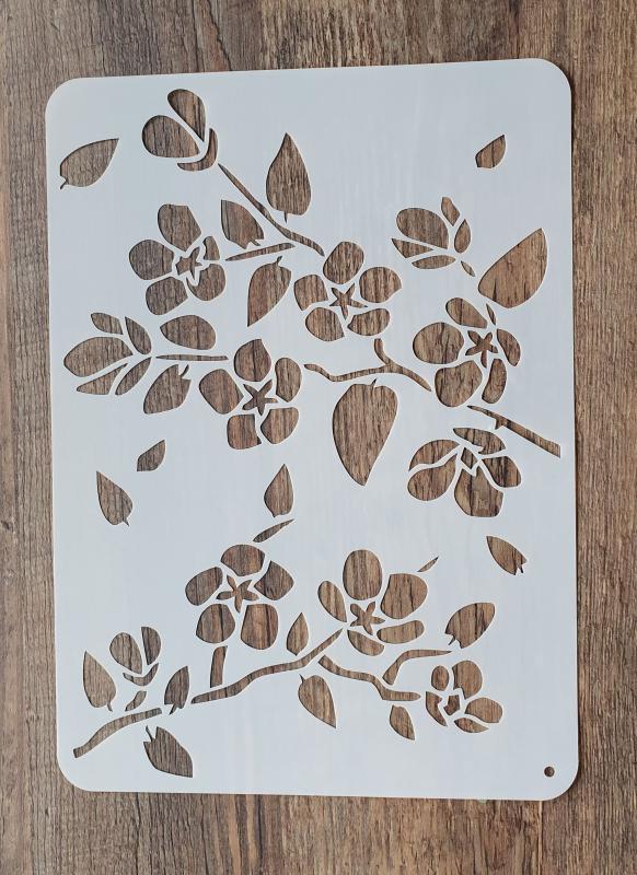 Schablone mit 2 Zweigen und zarten Blüten DIN A 4