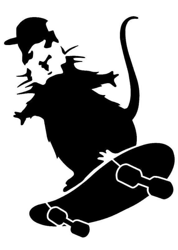 Schablone Painting Maus auf Skateboard DIN A 4