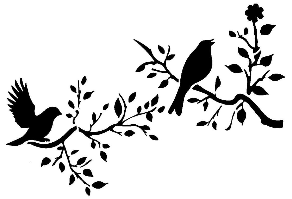 Schablone mit Vogel mit Zweig DIN A 4