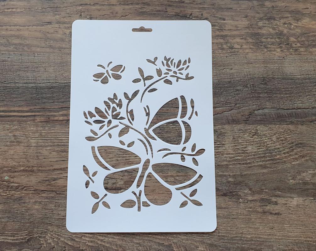Schablone Schmetterlinge mit Blüten DIN A4