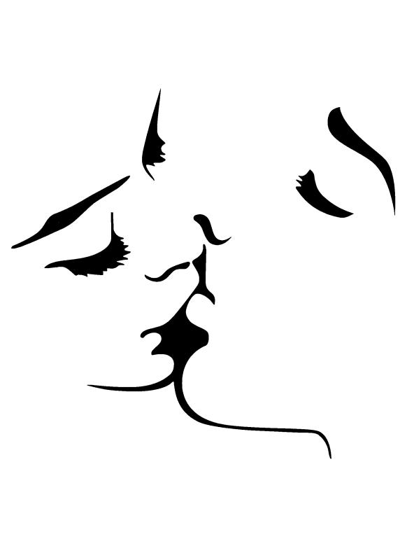 Schablone mit 2 küssenden Frauen DIN A 4