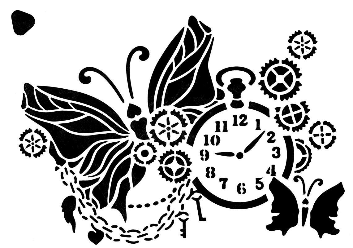 Schablone Schmetterling mit Uhr DIN A 4