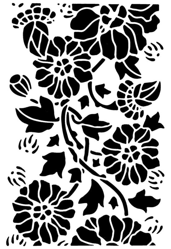 Schablone mit Blumen und Blättermuster DIN A 4