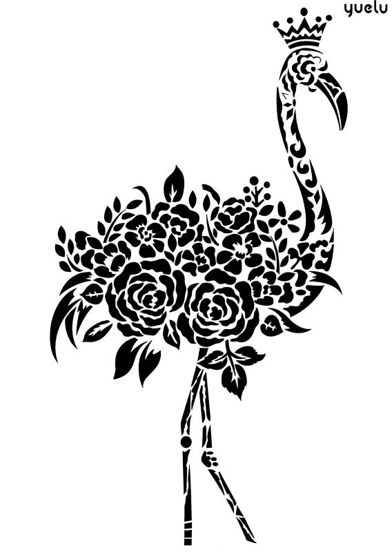 Schablone mit stilisiertem Flamingo DIN A 4