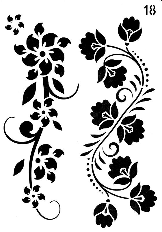 Schablone mit floralen Blütenzweigen DIN A 4