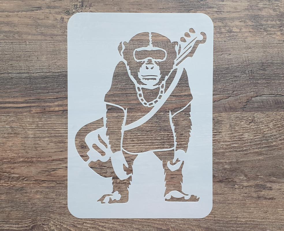 Schablone Schimpanse mit Gitarre DIN A 4
