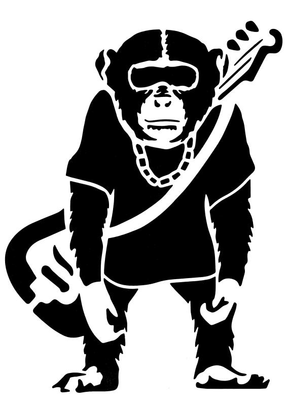 Schablone Schimpanse mit Gitarre DIN A 4