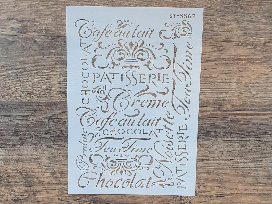 Schablone Werbeschriftzug Cacao Patisserie DIN A 4
