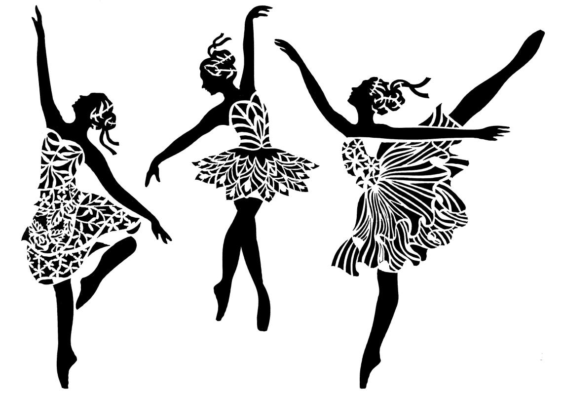 Malschablone Tanzende Ballettmädchen DIN A 4