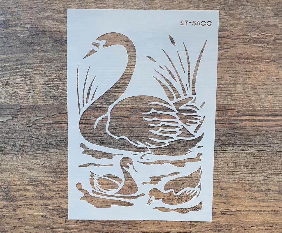 Schablone Schwan mit 2 Enten DIN A 4
