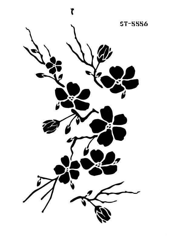 Schablone Zweige mit Blüten in DIN A 4