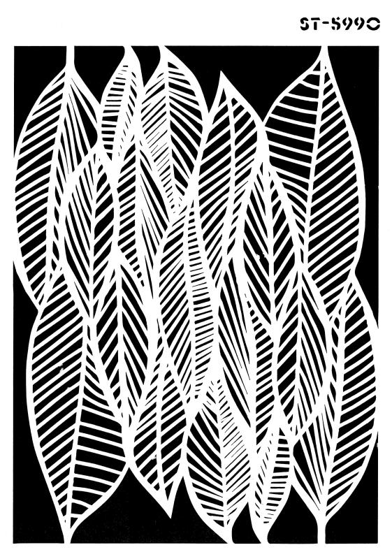 Schablone mit floralem Grafikmuster Blätter DIN A 4