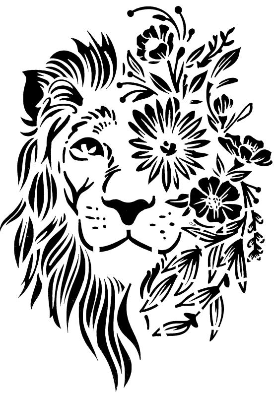 Malschablone Löwenkopf mit Blumen DIN A 4