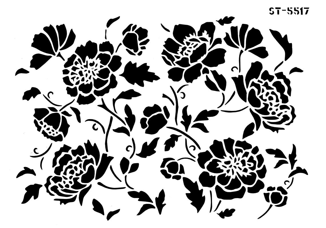 Schablone mit frühlingshaften Blumen und Blüten DIN A 4
