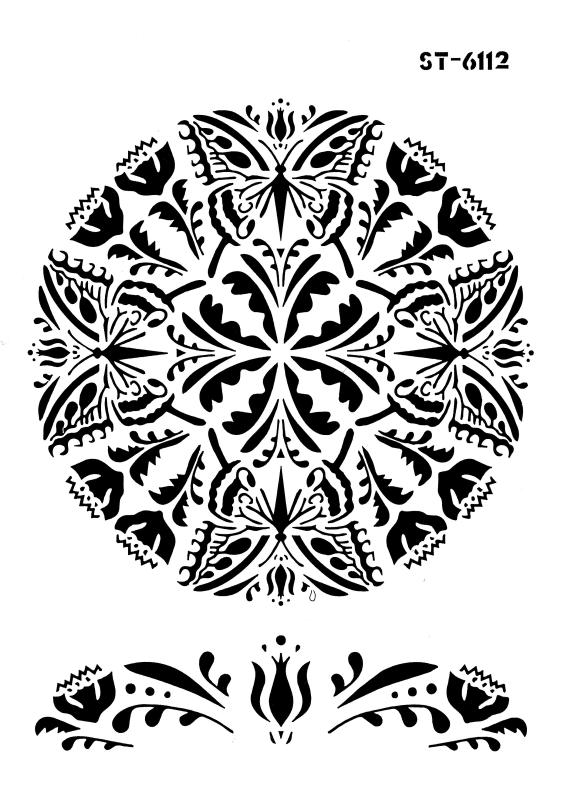Schablone mit rundem Ornament und Bordüre DIN A 4