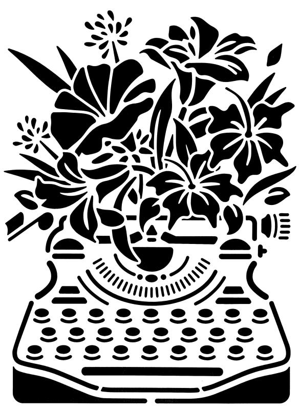Malschablone Schreibmaschine mit Blumen DIN A 4