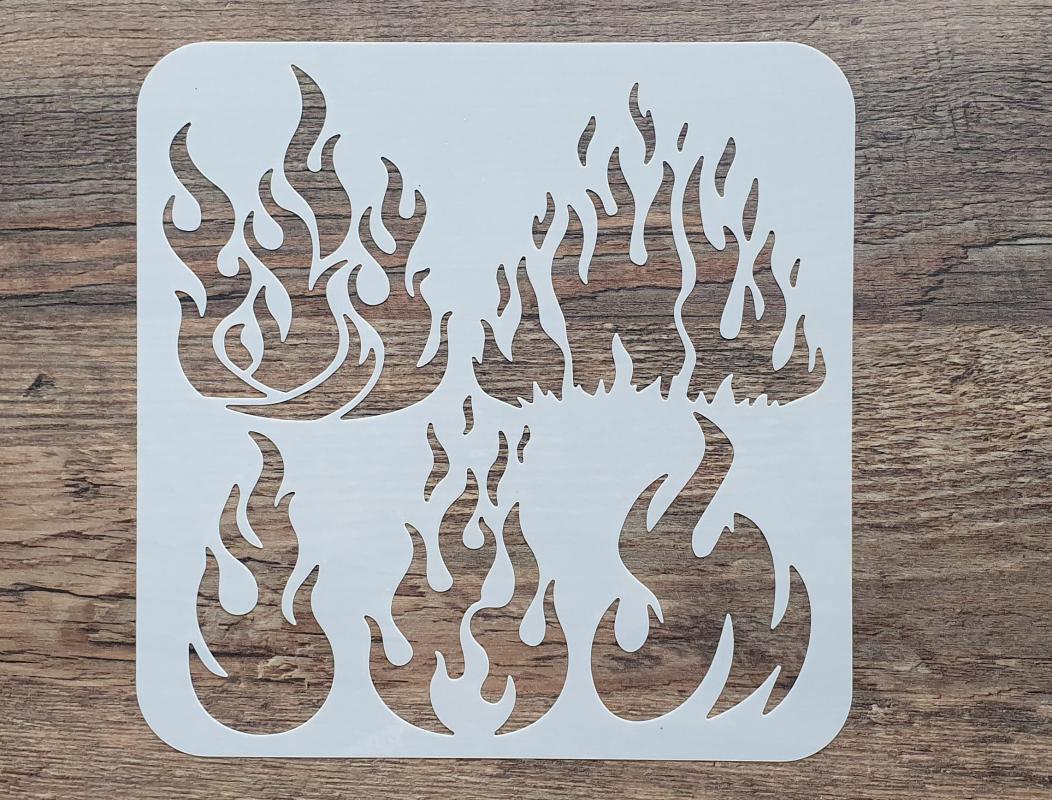 Schablone mit Flammen 20 x 20 cm