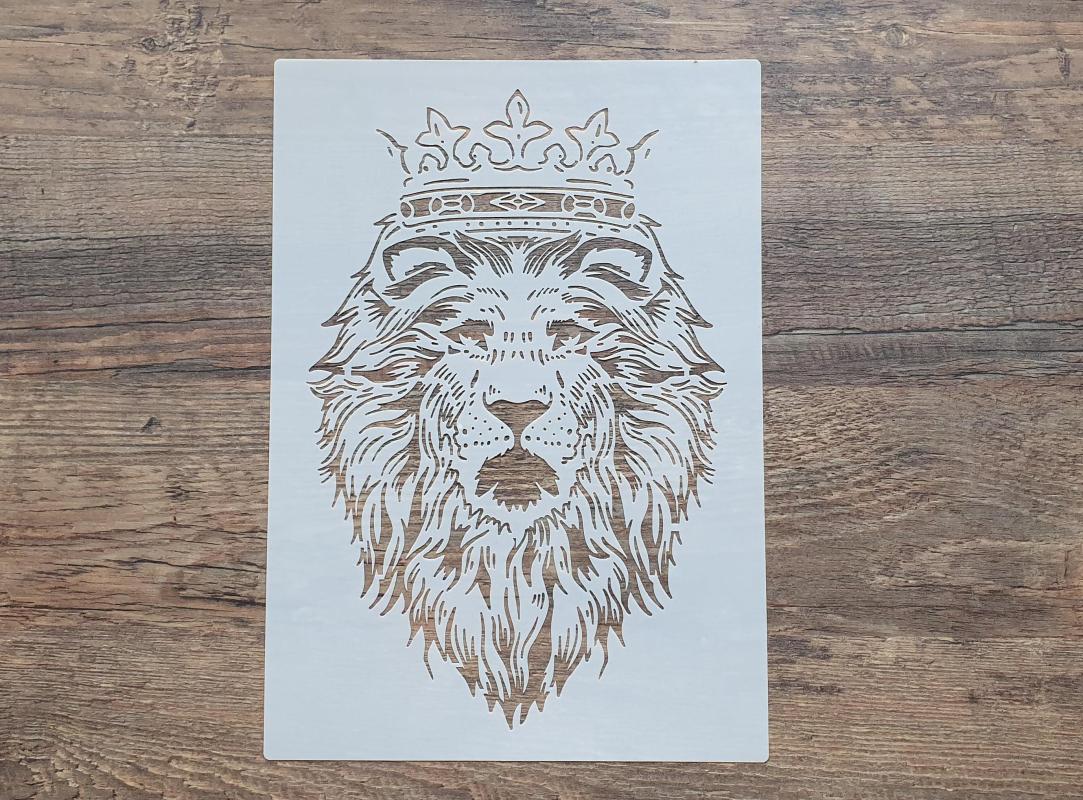 Schablone Löwe mit einer Krone und Mähne DIN A 4