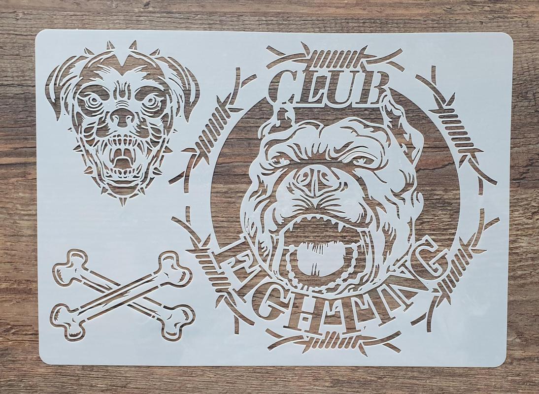 Schablone Bulldogge Club Fighting DIN A 4
