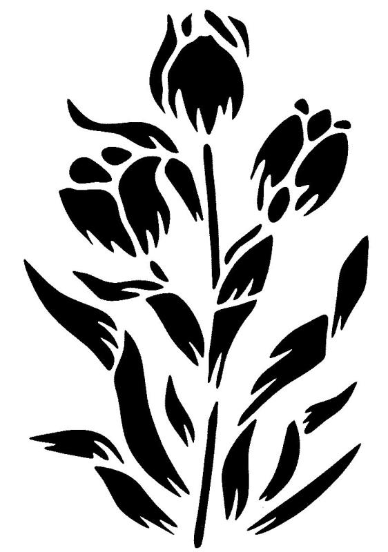 Schablone Lilie mit Blättern und Blüten