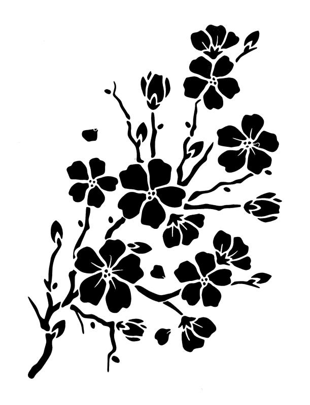 Schablone mit Zweig und Blüten DIN A 4