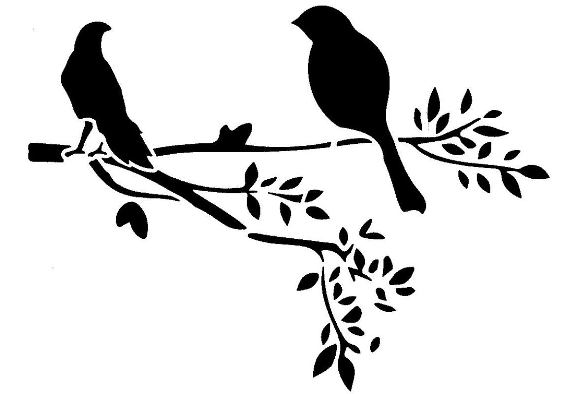 Schablone mit Vogel auf Zweig sitzend DIN A 4
