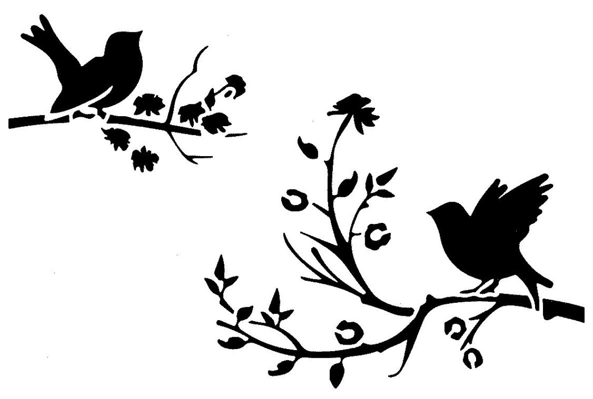 Schablone mit Vogel auf Zweig sitzend DIN A 4
