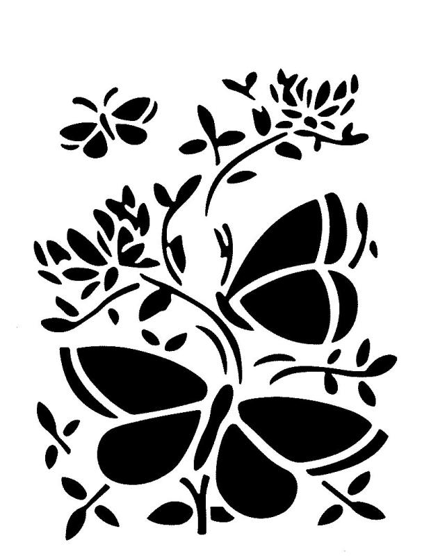 Schablone Schmetterlinge mit Blüten DIN A4