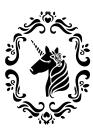 Schablone mit Einhorn in einem Rahmen DIN A 4