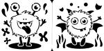 Set mit 2 Schablonen kleine Monster (1) 15x15cm