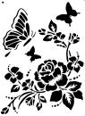 Schablone mit Rosenblüte und Schmetterlingen DIN A 4